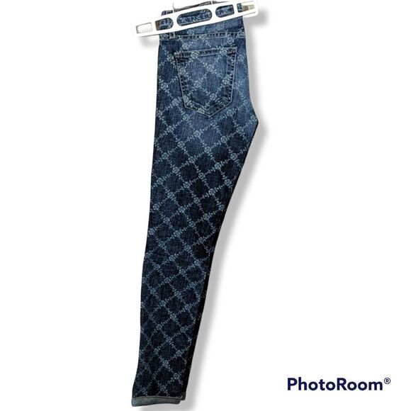 Current Elliott Rolled Skinny Jeans in Indigo Rose Lattice - Picture 9 of 12